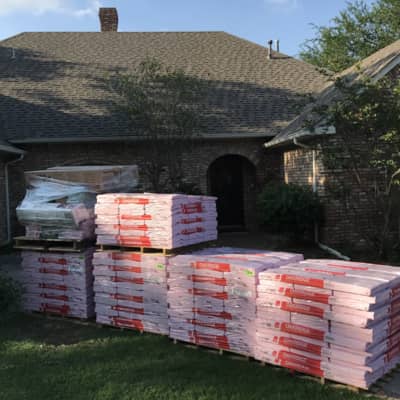 Picture of a full roof replacement done by Lonestar Exterior. This photo was taken in Corinth, Texas.